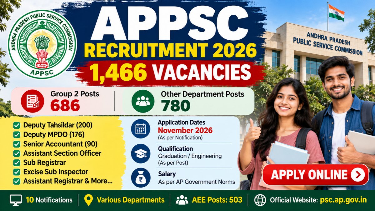 Latest Government Jobs & Recruitment Notifications 2 APPSC Recruitment 2026 – 1,466 Vacancies and Group 2 Jobs
